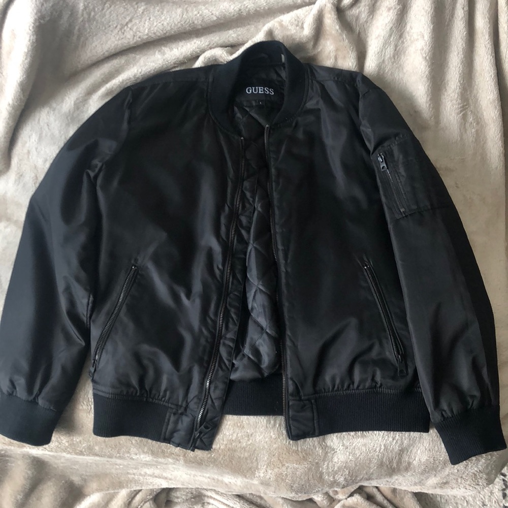 GUESS Men's Varsity Bomber Jacket, Black